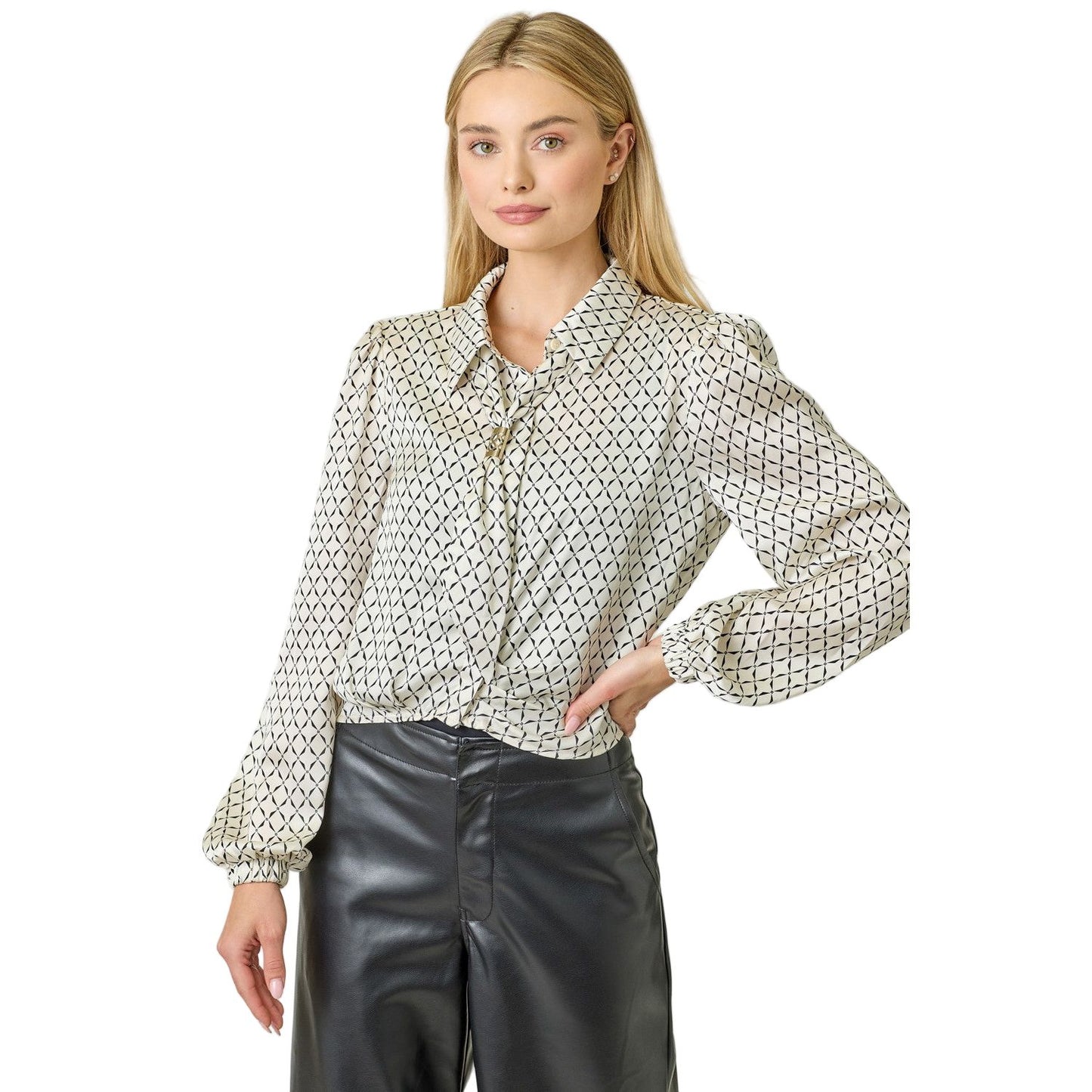 Women's Geo Print Scarf Blouse 61211