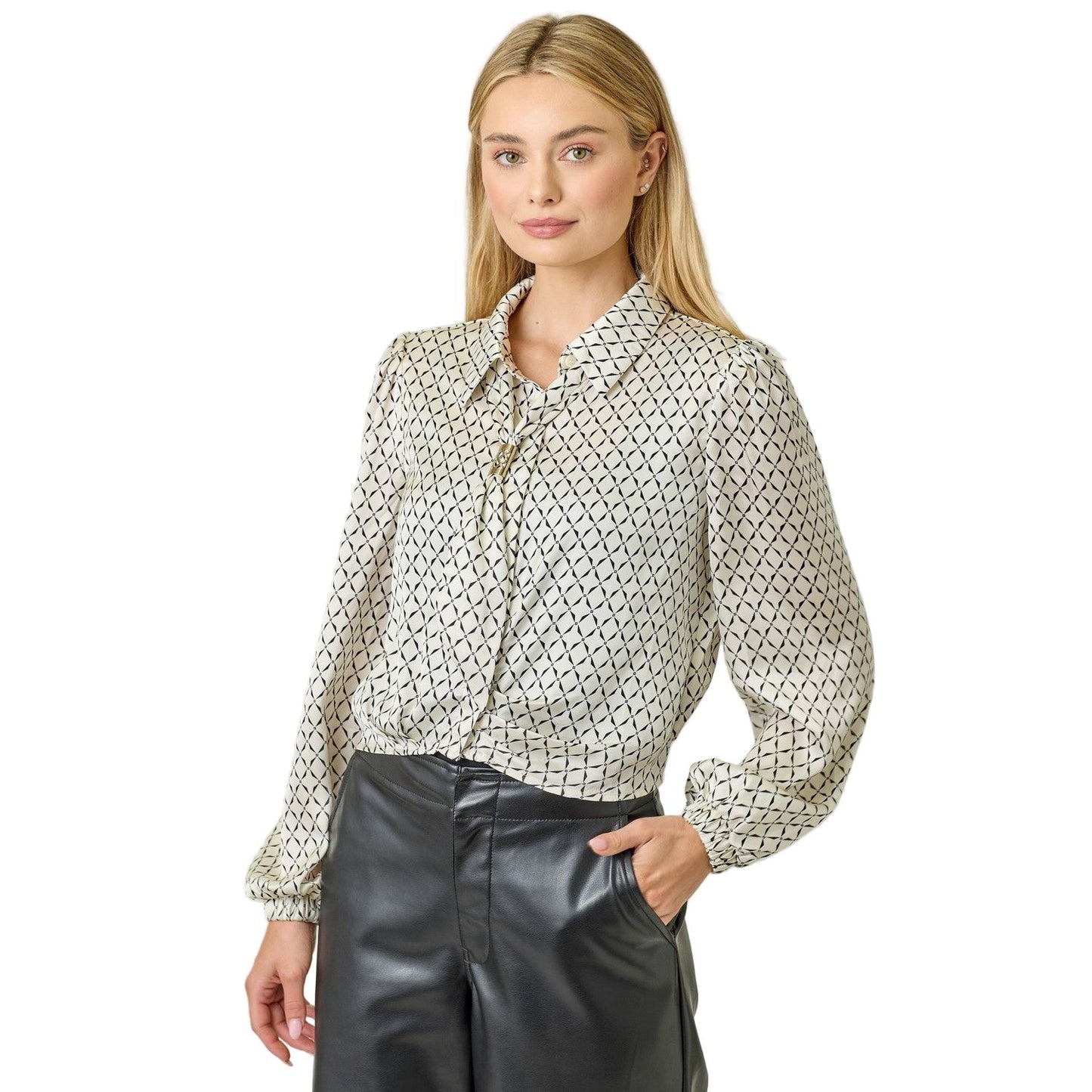 Women's Geo Print Scarf Blouse 61211