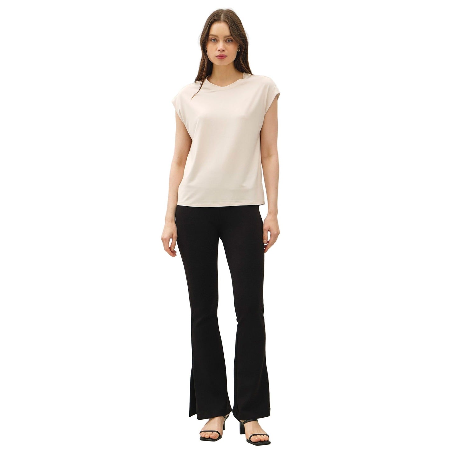 Women's Bamboo/Modal Cap Sleeve BAsic Round Neck Top 19653
