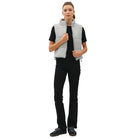 Women's Grey Classic Puffer Zip Up Vest With High Neck
