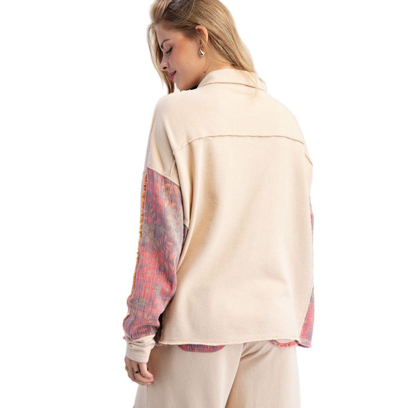 Women's Floral Print Terry Pullover ET71578