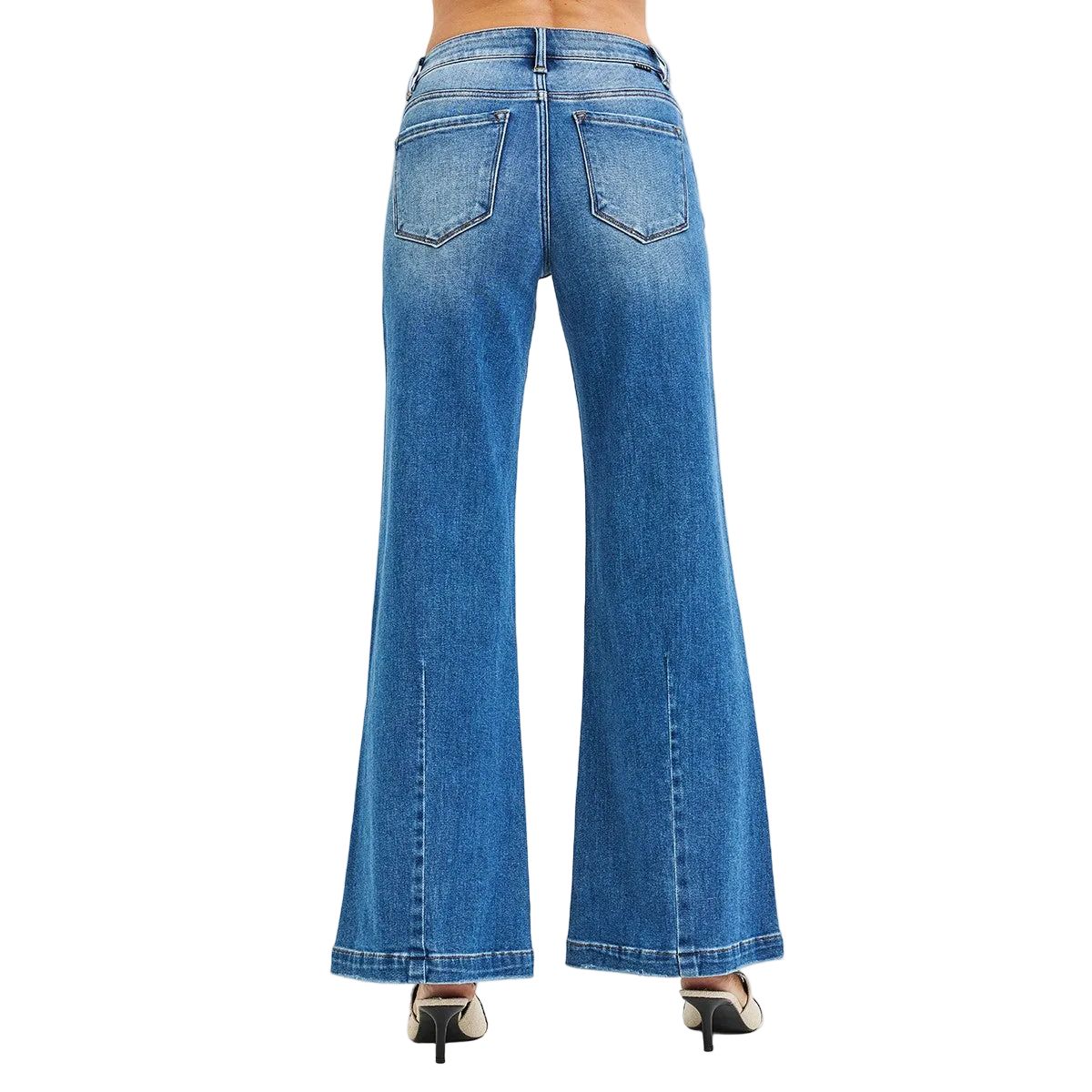 Women's Risen Mid Rise Wide Leg Jeans With Flared Look PWF21447