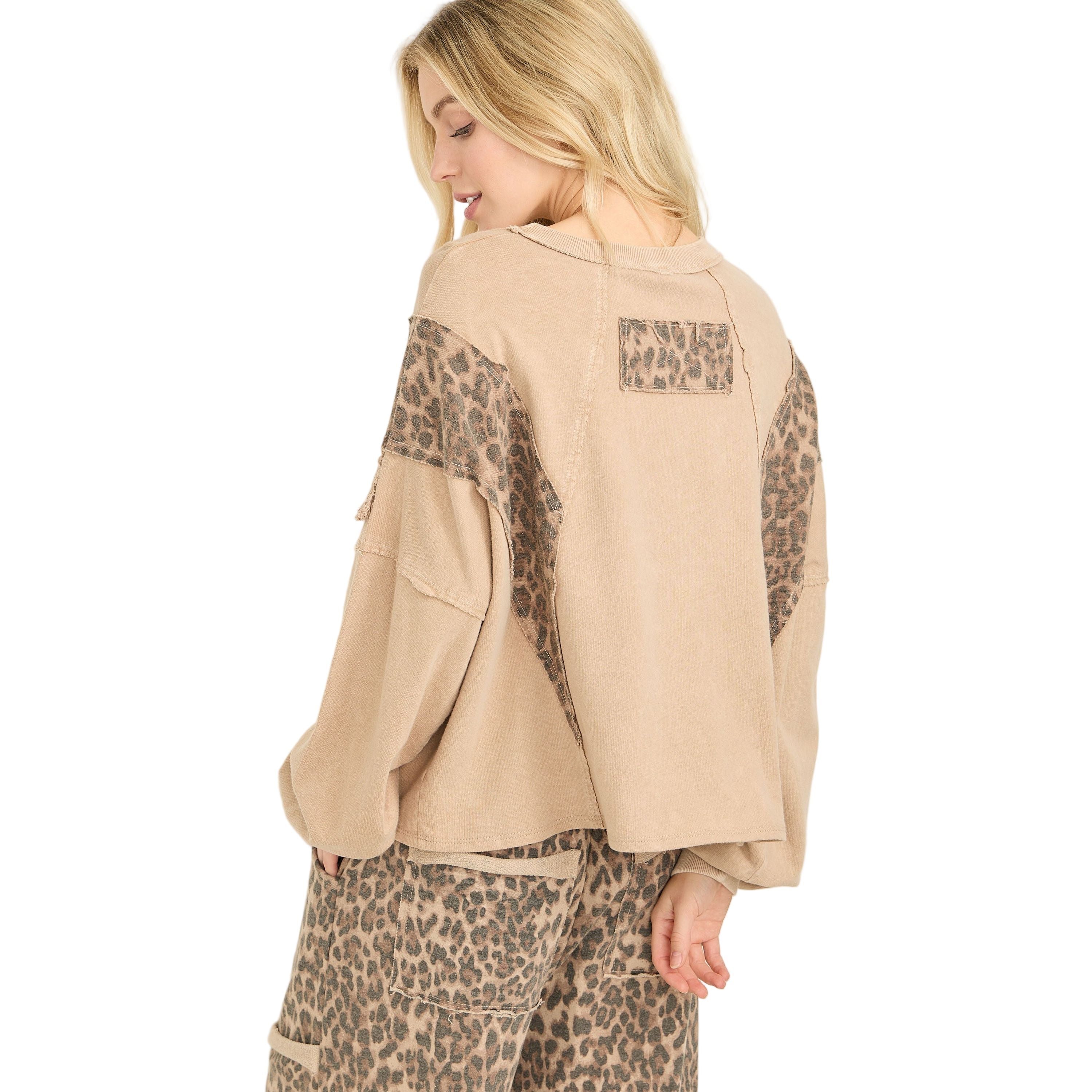 Mineral Washed Cheetah Leopard Fringe Tassel Top