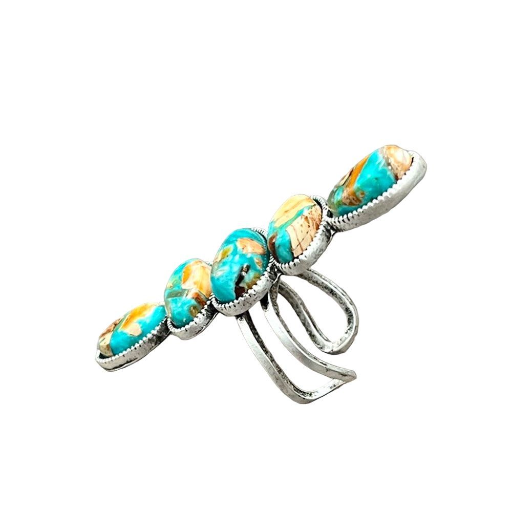 Women's Isac 2.2" Long Gemstone Brass Adjustable Ring