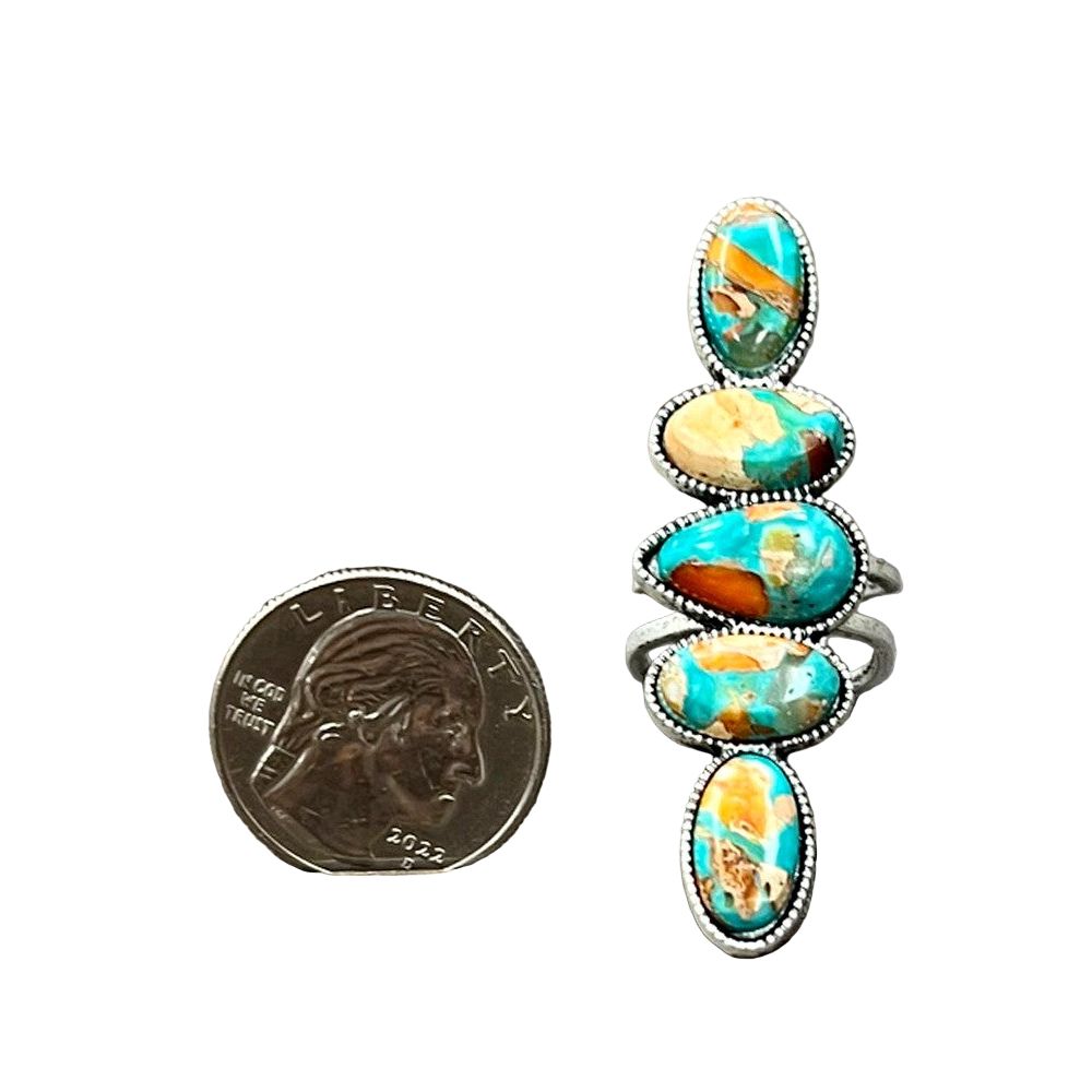 Women's Isac 2.2" Long Gemstone Brass Adjustable Ring