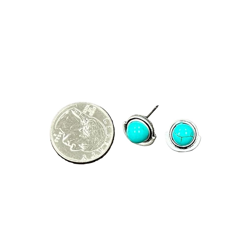 Women's Isac .5" Long 8mm Round Turquoise Stud Earrings