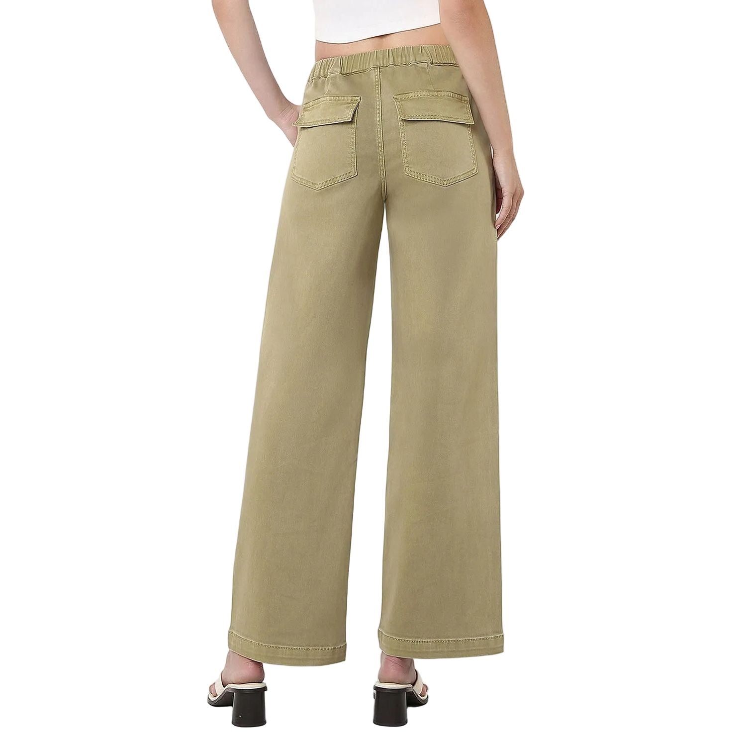 Women's Vervet High Rise Elastic Drawstring Wb Baggy Wide Jeans V3798HRB