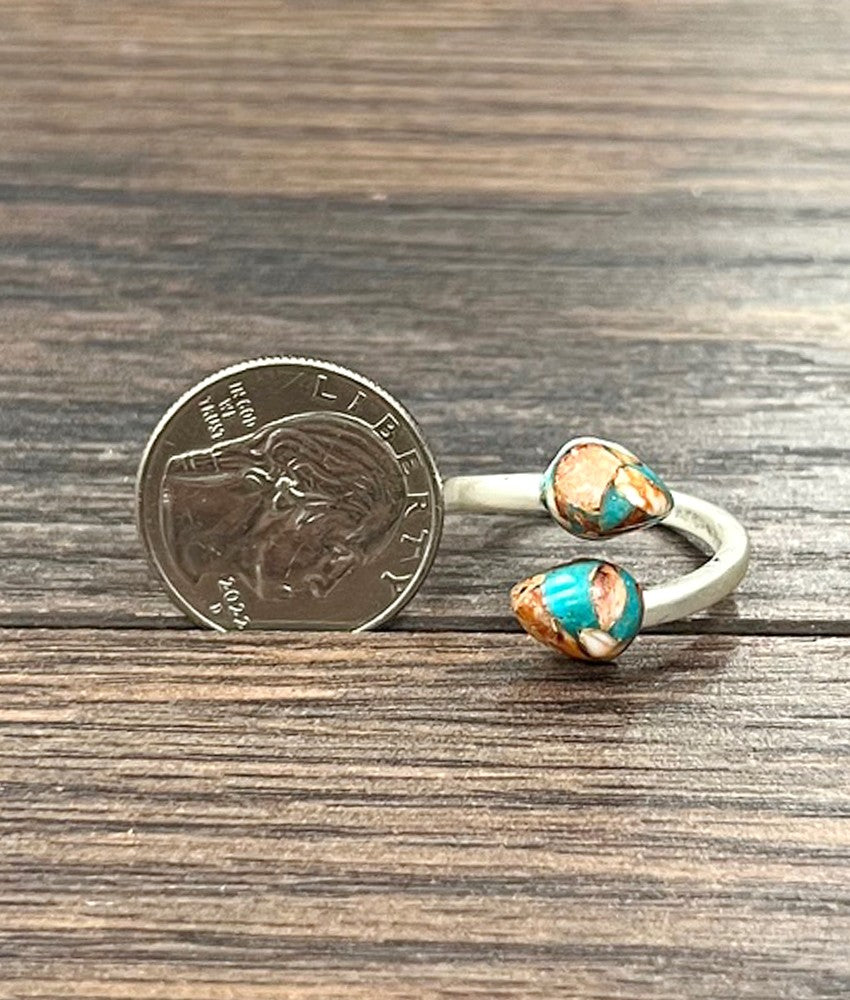 Women's Isac 12mm Drop Gemstone, Brass Adjustable Rings 750567