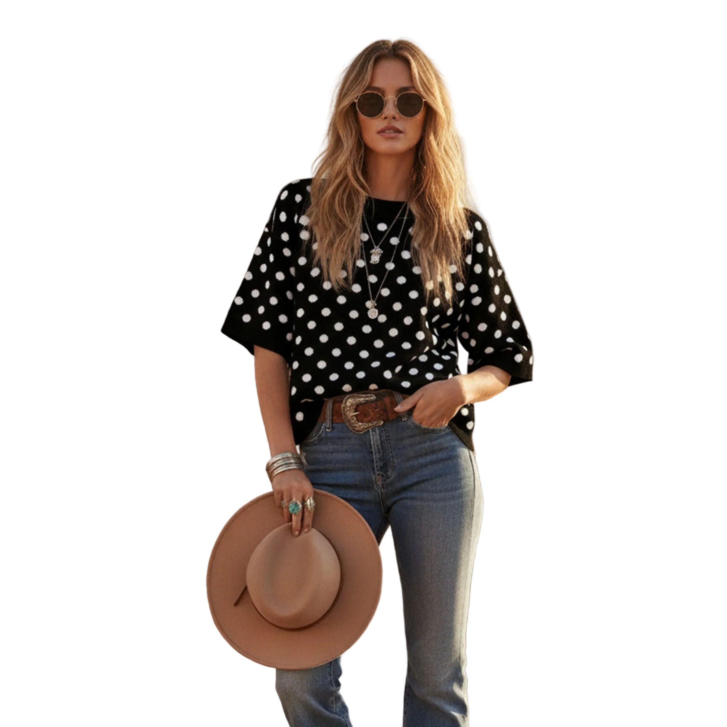 Women's Oversized Polka Dot Sweater Top SNS2253