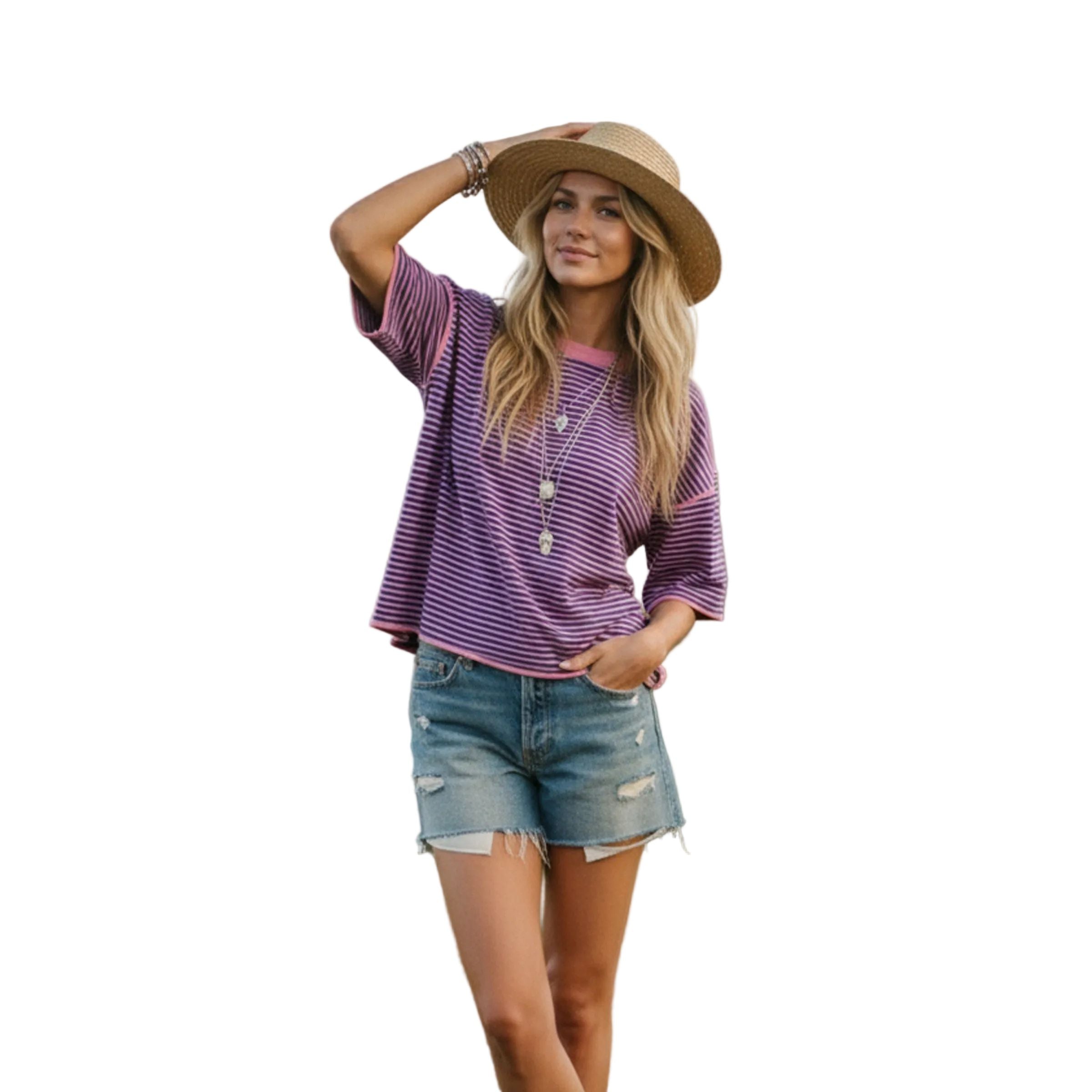 Women's Striped Oversized Knit Top SNS2243