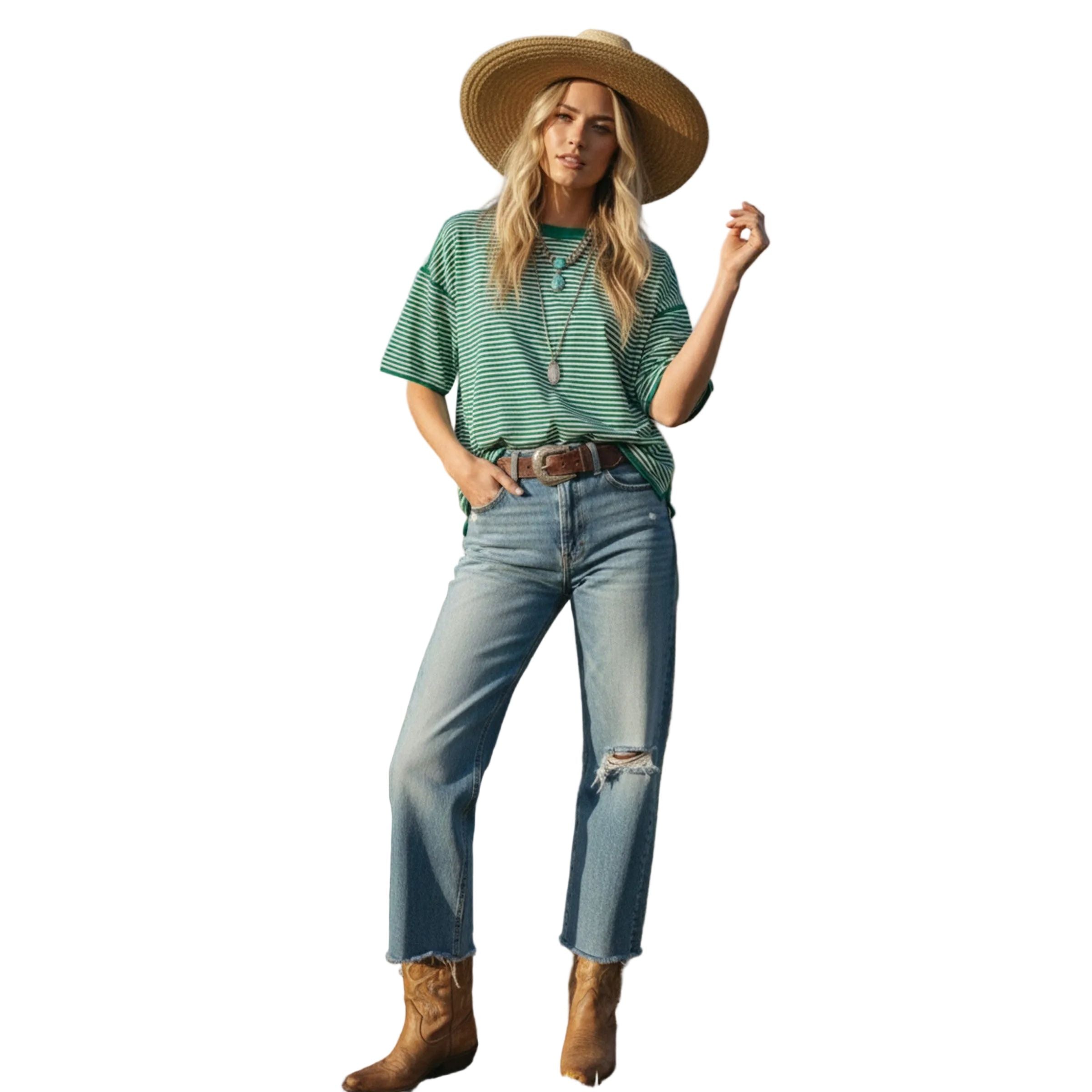 Women's Striped Oversized Knit Top SNS2243