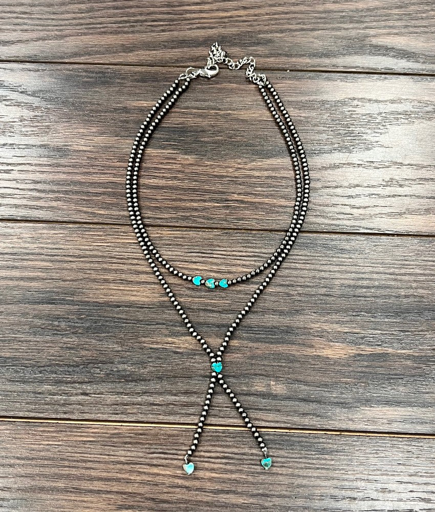 Women's Isac Handmade Polish Navajo Heart Gemstone Y-Necklace 739659