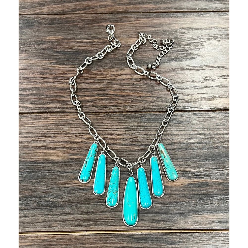 Women's Isac Handmade 15" Turquoise Necklace 739658