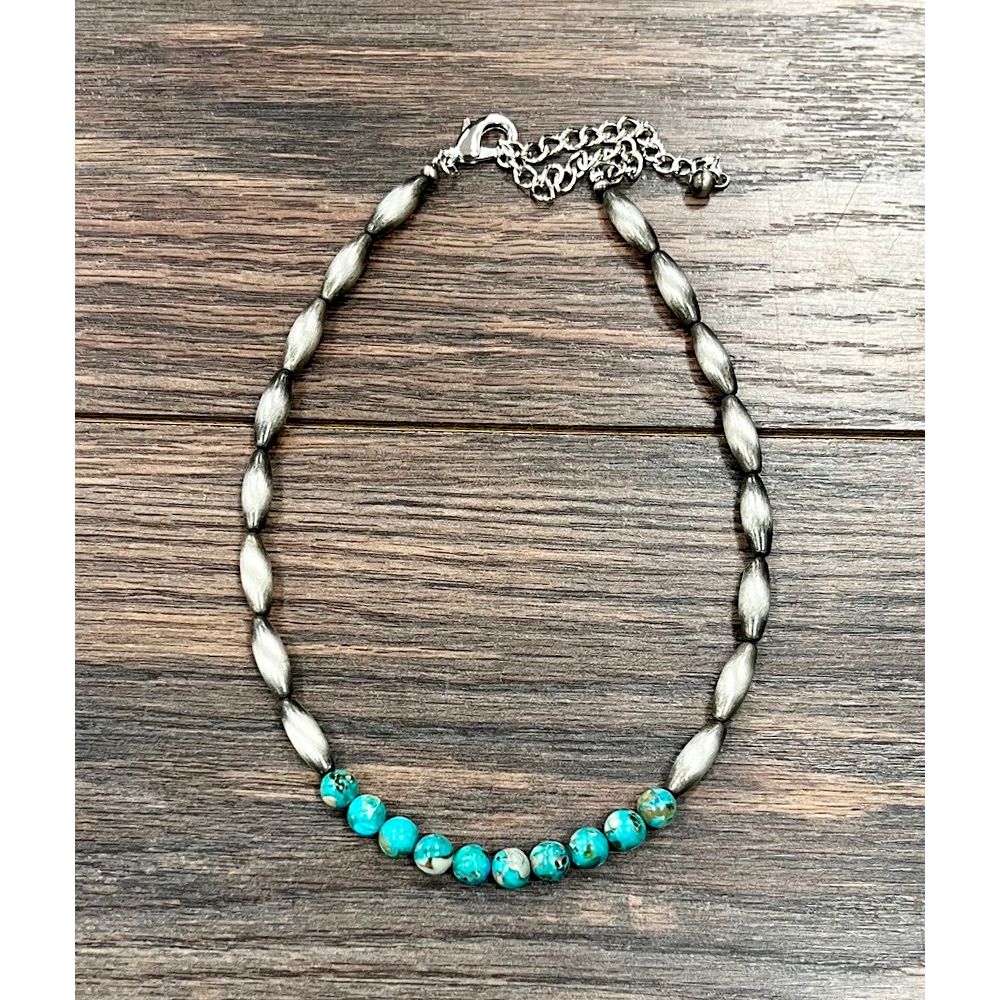 Women's Isac Handmade 15" Elongated Navajo Gemstone Necklace 739660