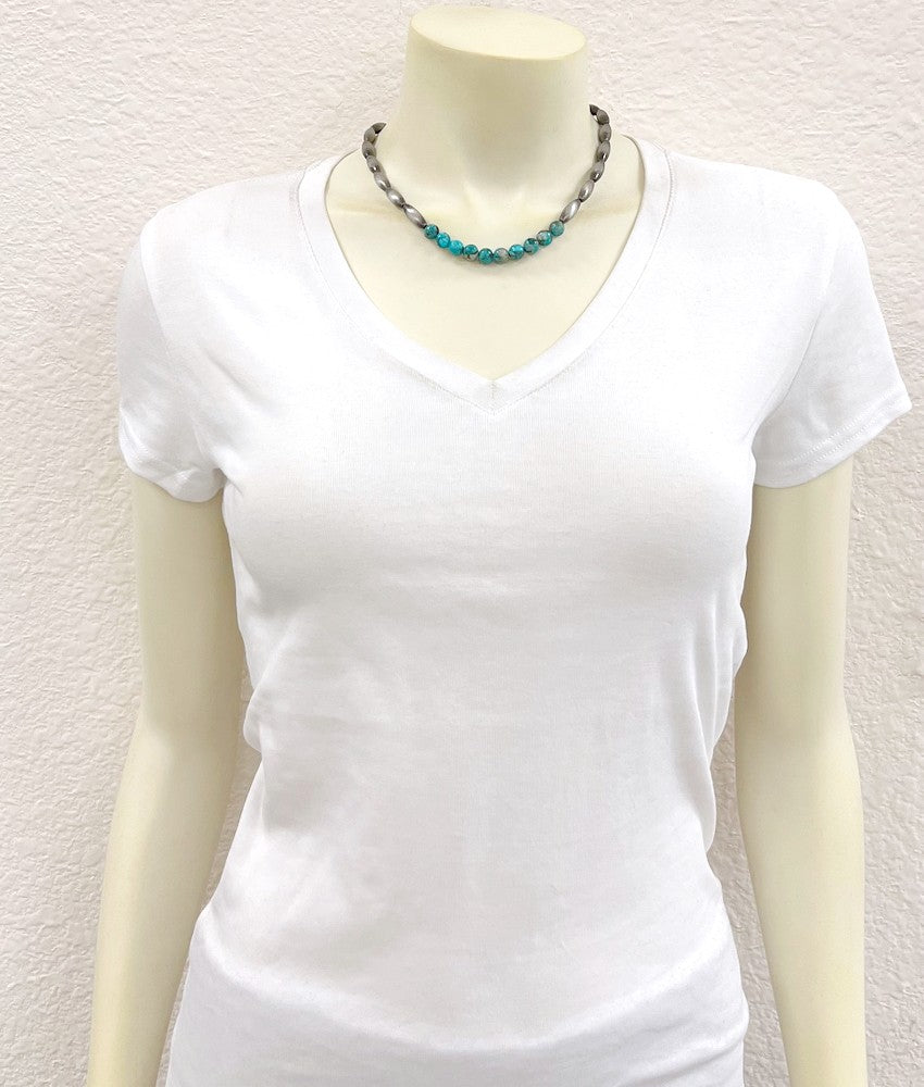 Women's Isac Handmade 15" Elongated Navajo Gemstone Necklace 739660