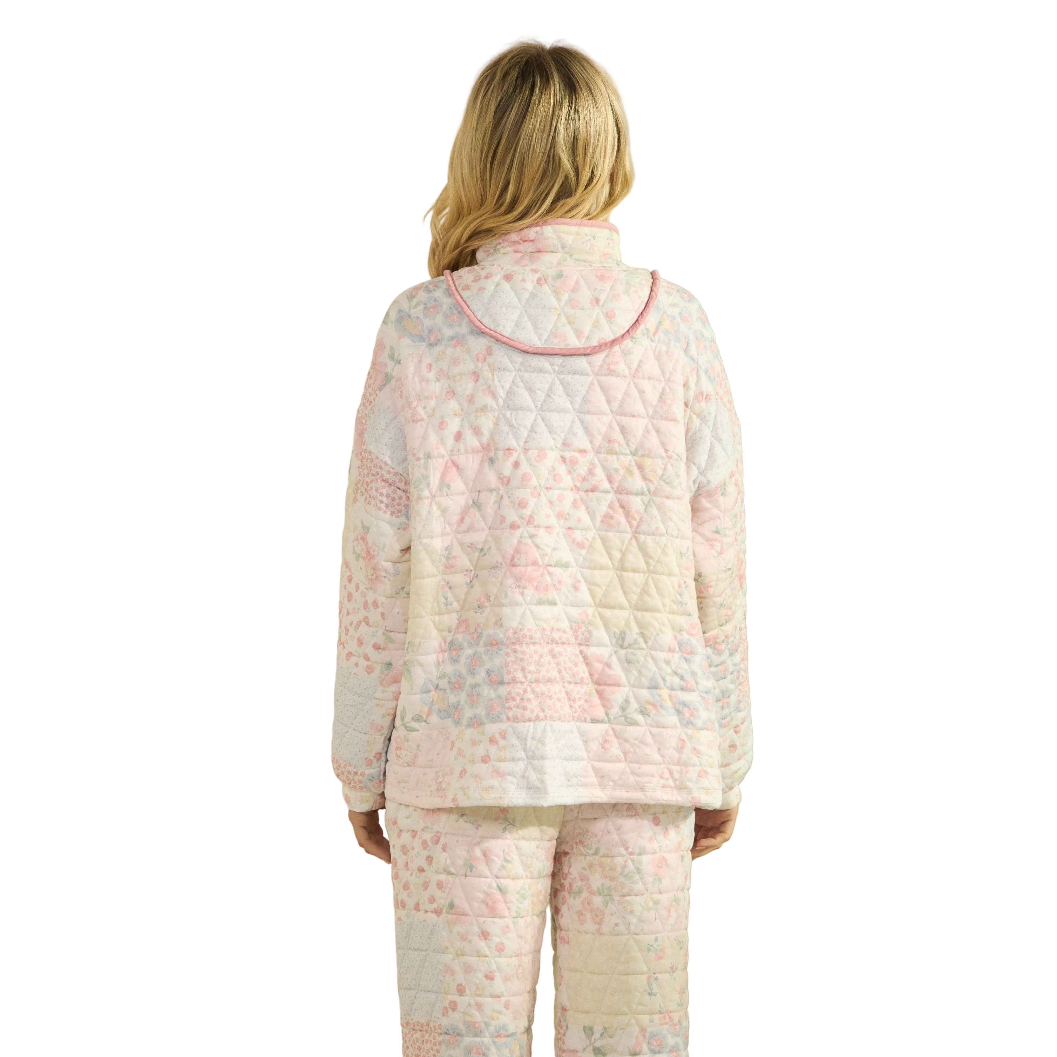 Women's Pastel Floral Textured Quarter Zip VT72523