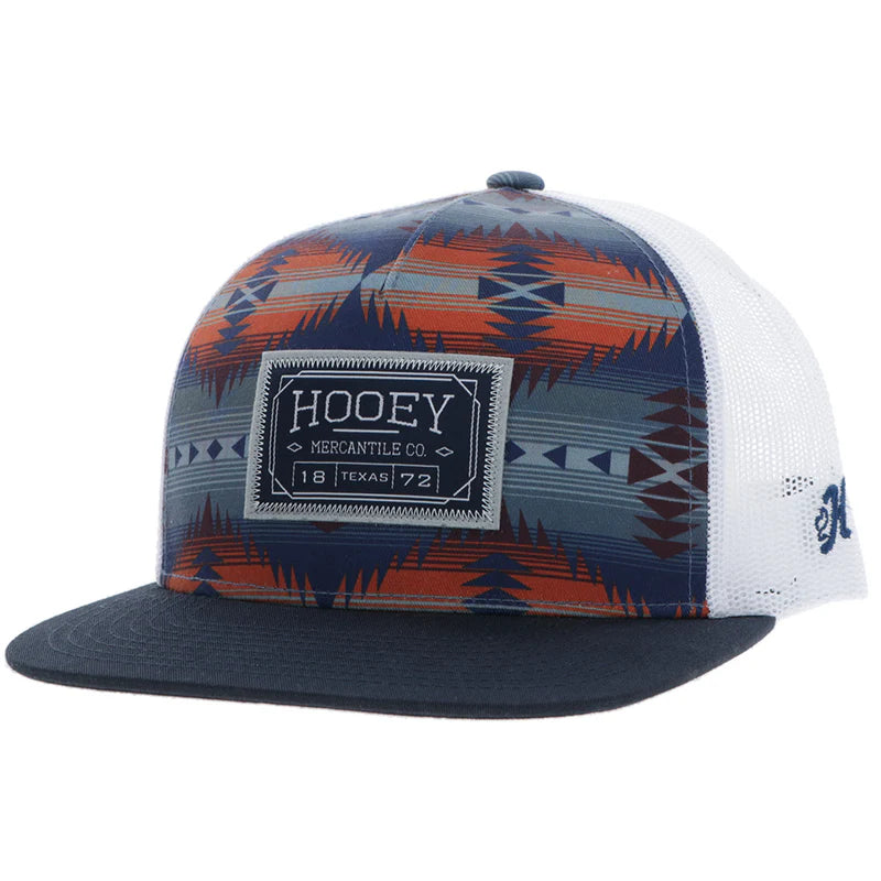 Men's Hooey "Doc" Hat Navy/White Aztec with Rectangle Patch 2502T-NVWH