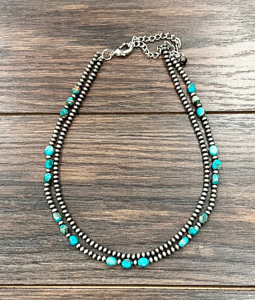 Isac Handmade 16" Navajo Oval Gemstone Necklace 739662