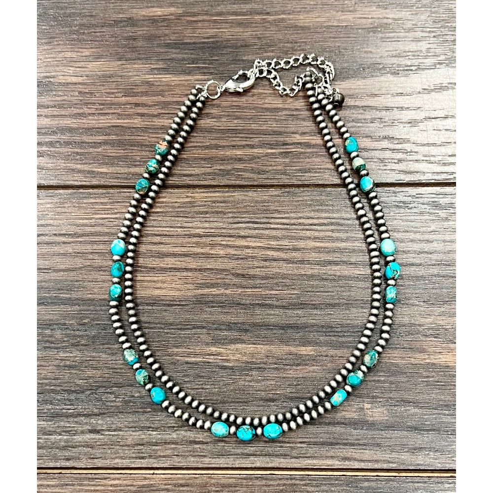 Isac Handmade 16" Navajo Oval Gemstone Necklace 739662