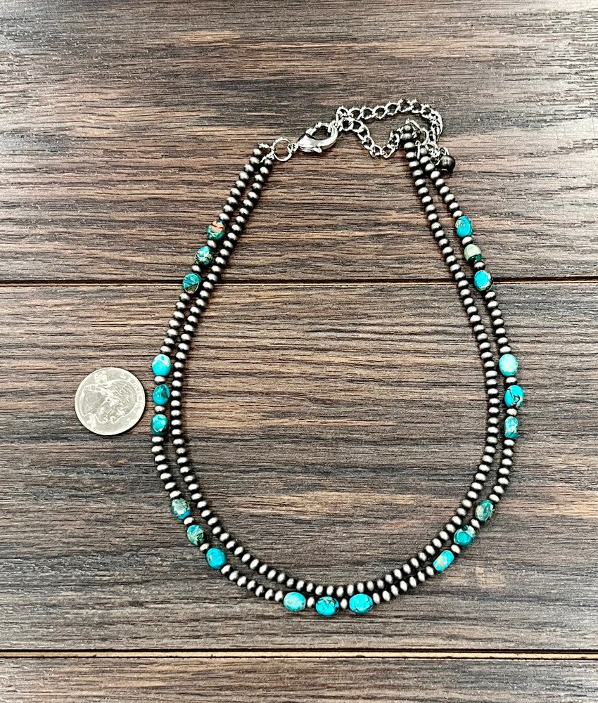 Isac Handmade 16" Navajo Oval Gemstone Necklace 739662