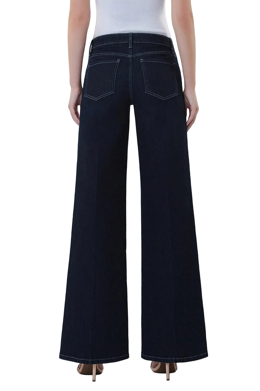 Vervet Women's Plus Size Mid Rise Dark Wash Trouser Fold Wide Jeans