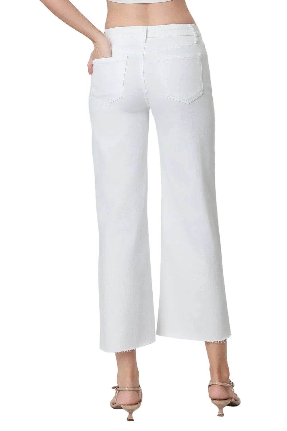Women's Vervet Optic White High Rise Crop Wide Leg Jeans T5894WH