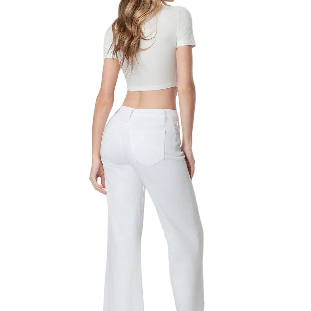 Women's Vervet Optic White High Rise Crop Wide Leg Jeans T5894WH