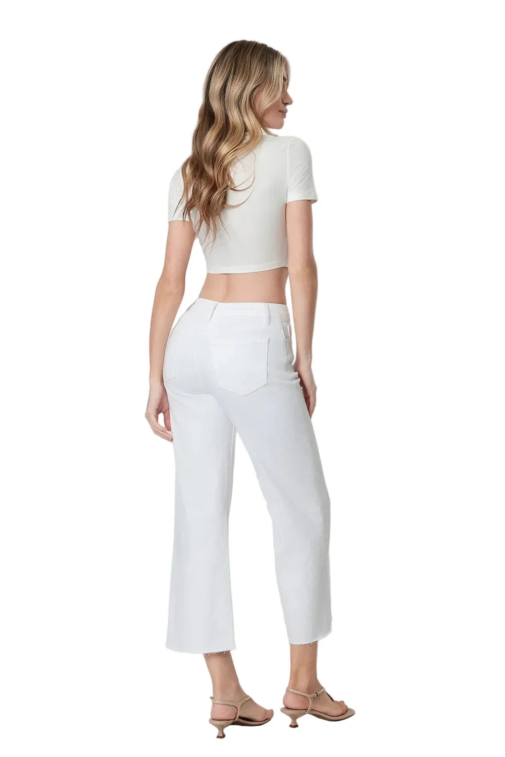 Women's Vervet Optic White High Rise Crop Wide Leg Jeans T5894WH
