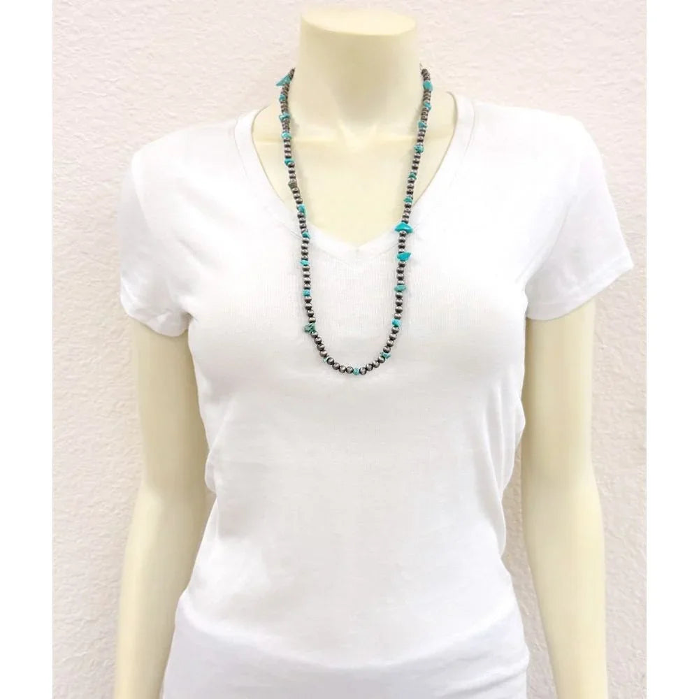 Women's Isac 26" 6mm Western Bead Turquoise Necklace 739678