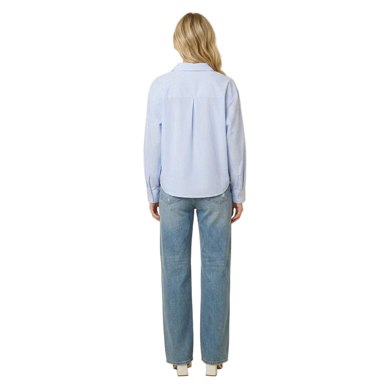 Women's Soft Stripe Button Down Tencel Blend Shirts SDT6490
