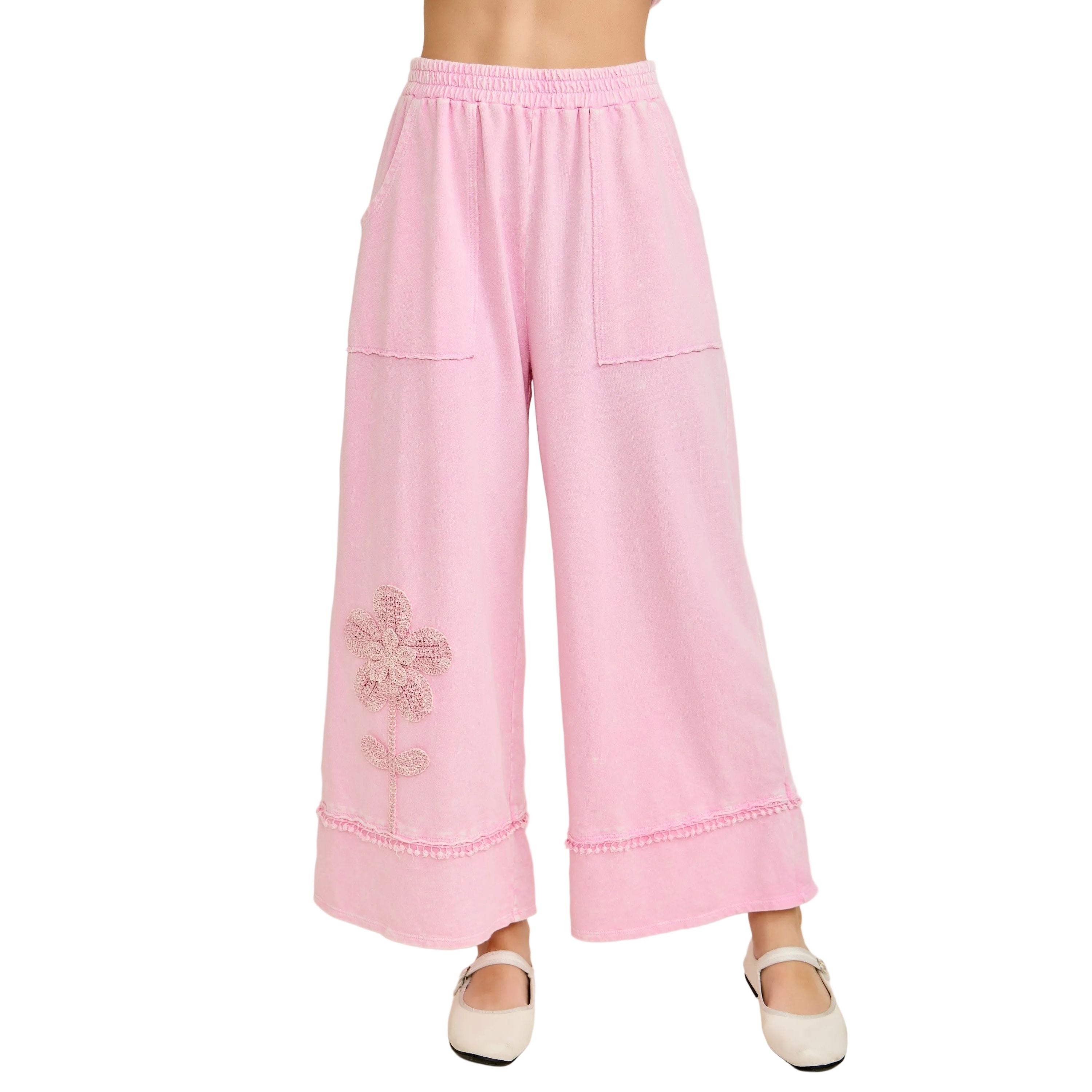 Women's Cotton Candy Mineral Washed Flower Garden Pants HP7013