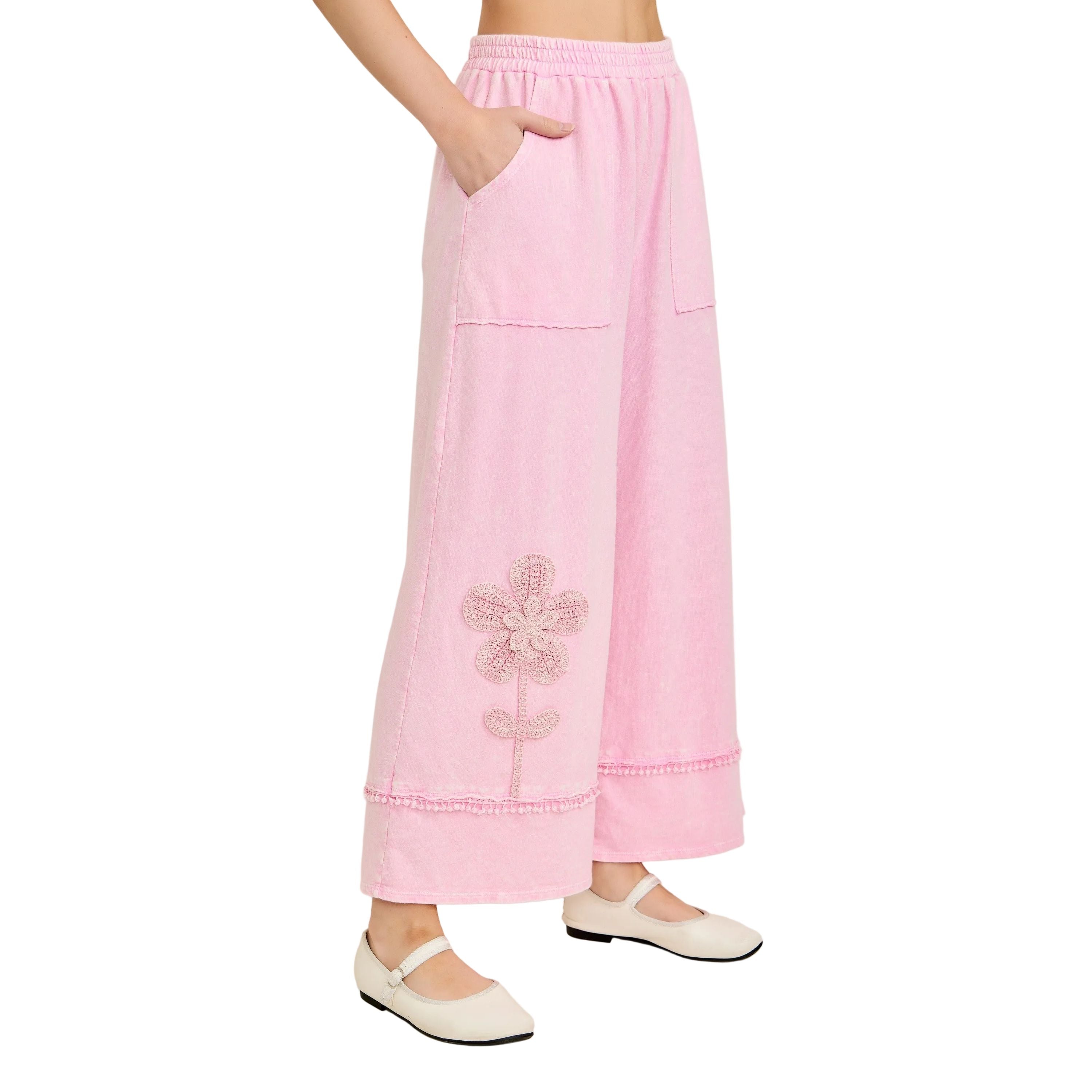 Women's Cotton Candy Mineral Washed Flower Garden Pants HP7013