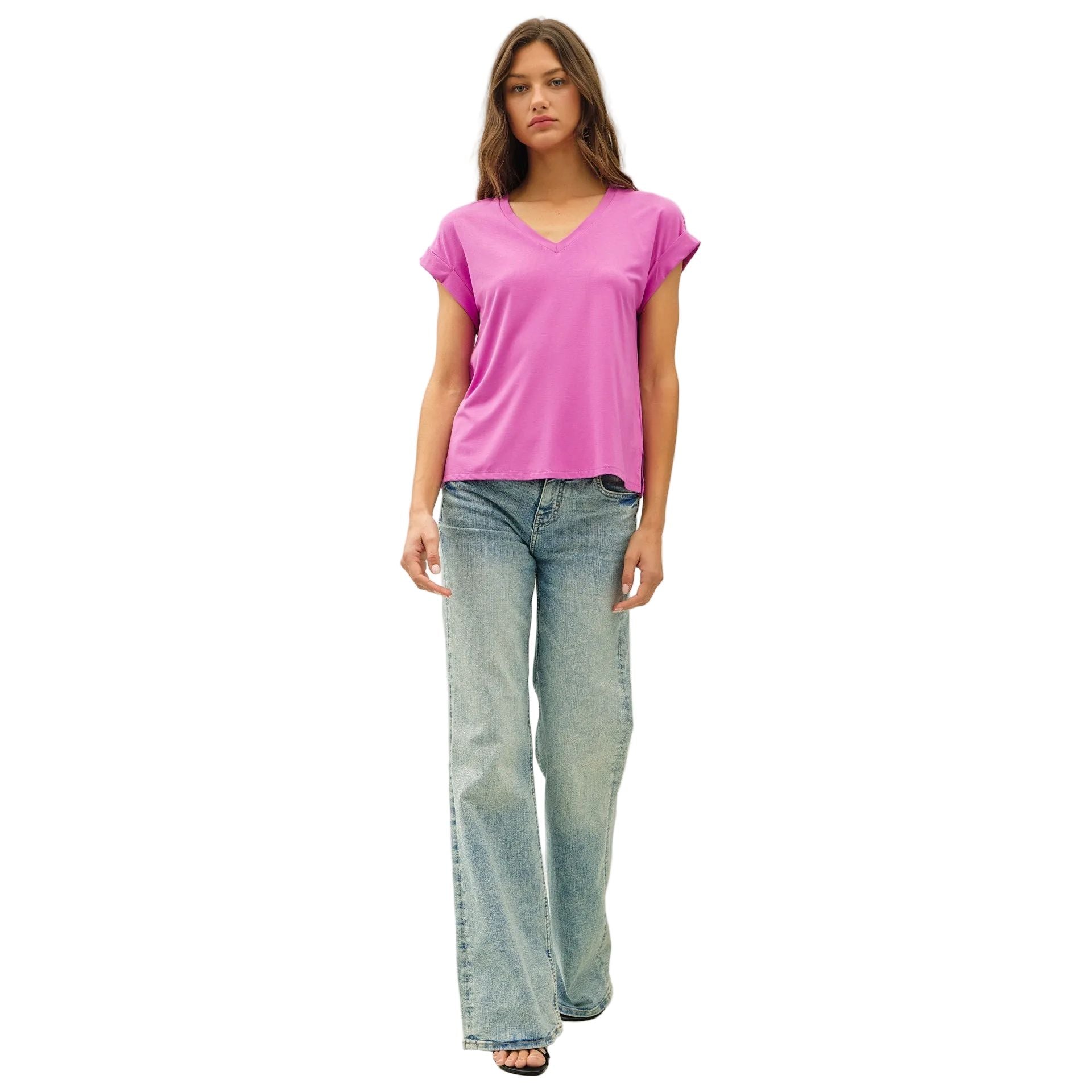 Women's Be Cool Bamboo/modal V-neck Dolman Cap Sleeve T-shirt 19744