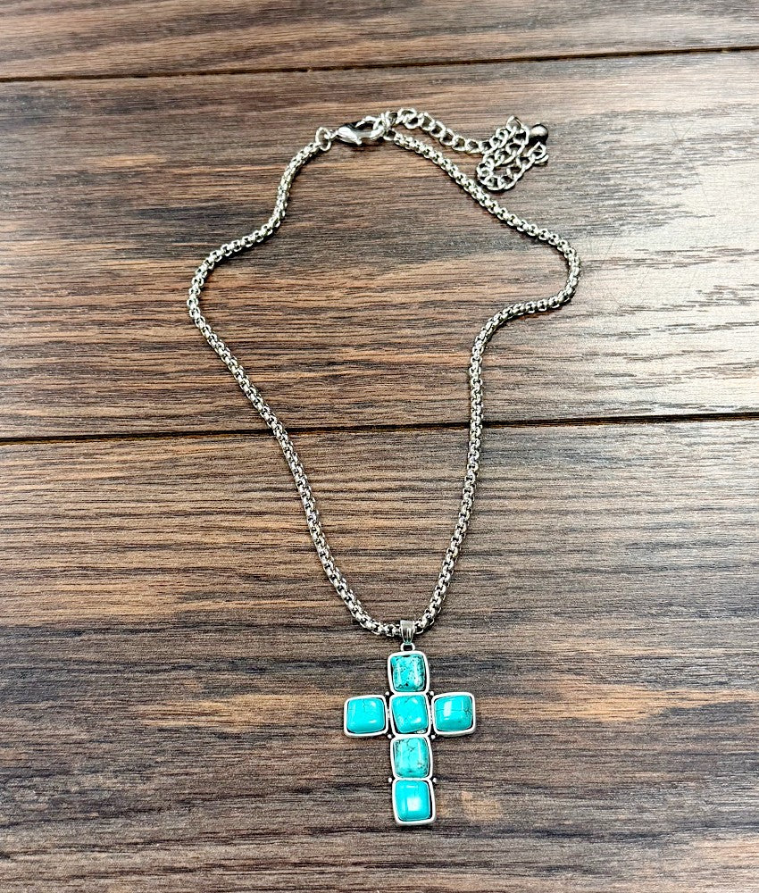 Women's Isac 16" Cross Turquoise Necklace 739714