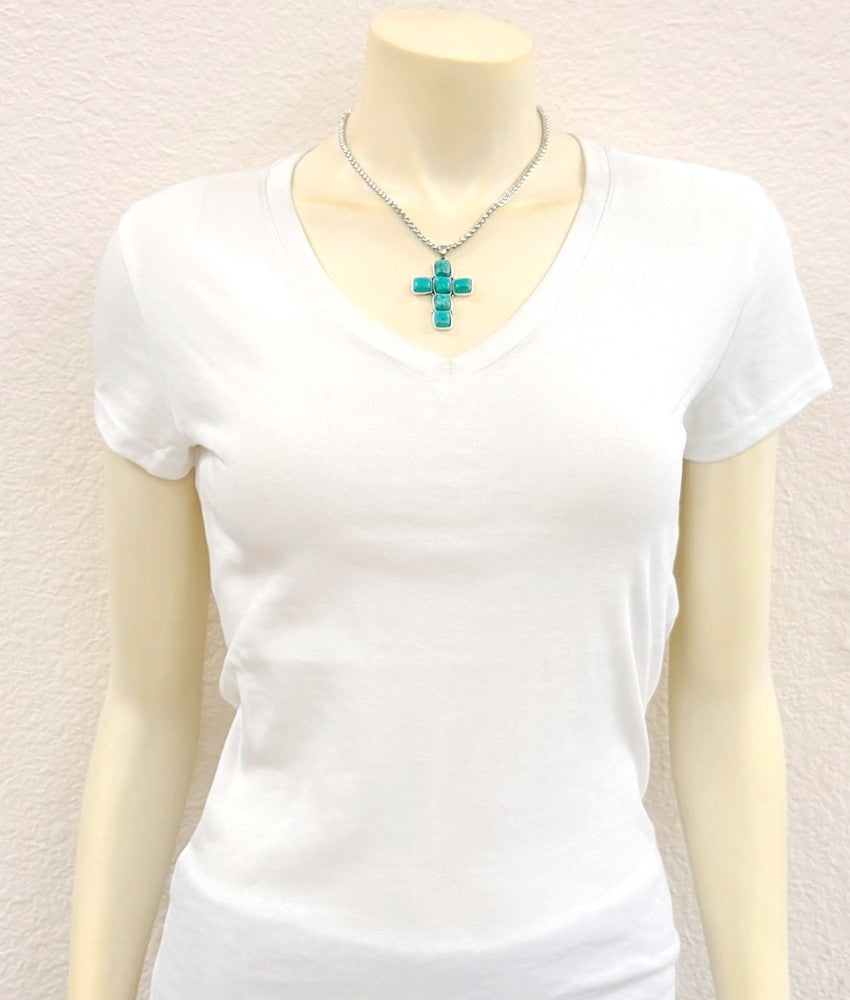 Women's Isac 16" Cross Turquoise Necklace 739714