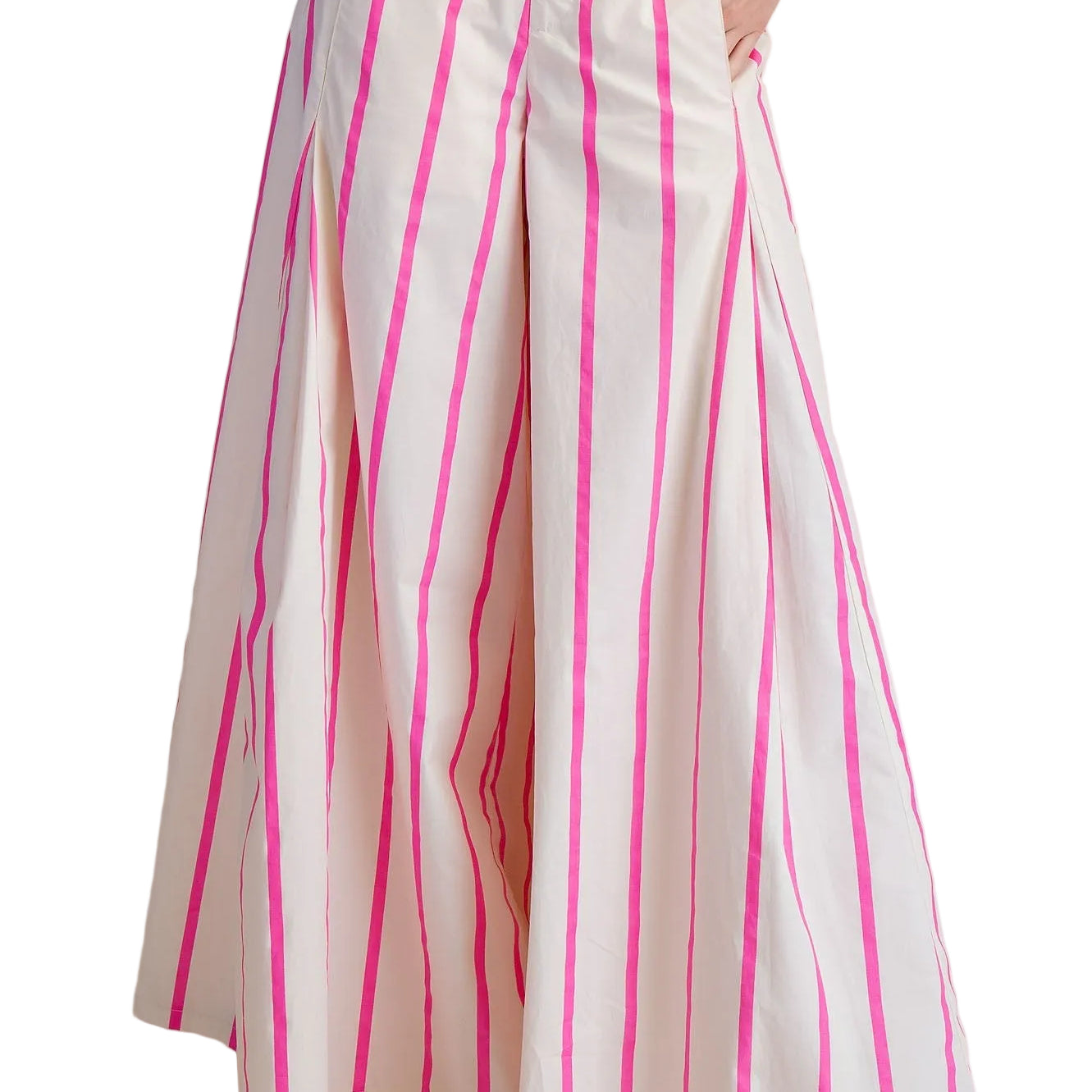 Women's Glam Hot Pink High Waist Wide-Leg Pop Color Stripe Pants P9126
