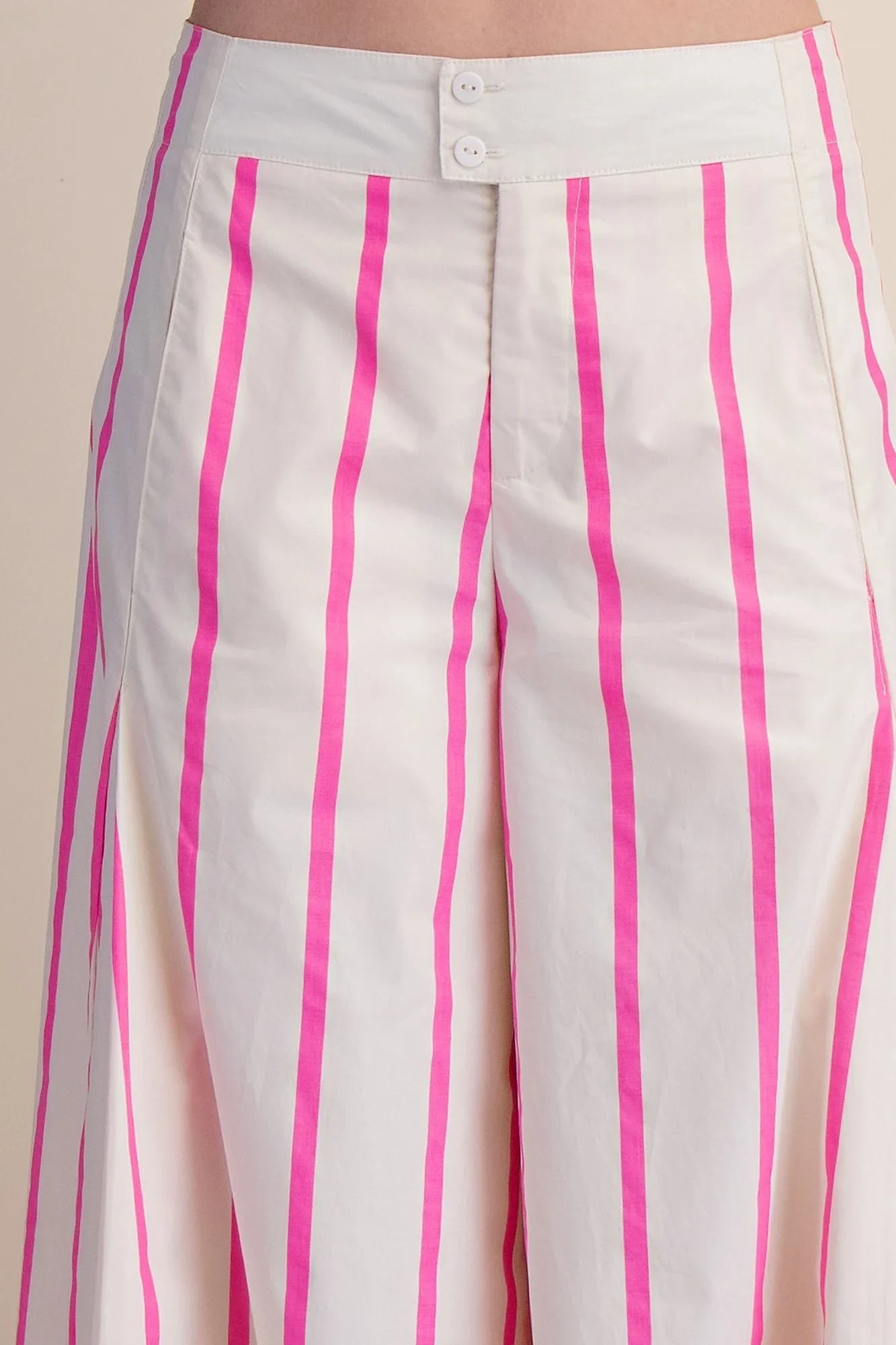 Women's Glam Hot Pink High Waist Wide-Leg Pop Color Stripe Pants P9126