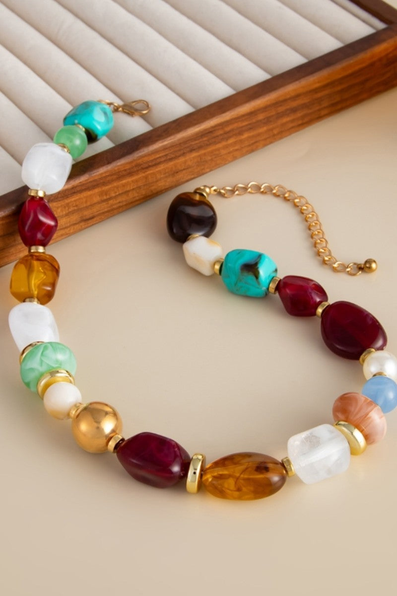 Women's Colorful Ombre Resin Irregular Bead Necklace