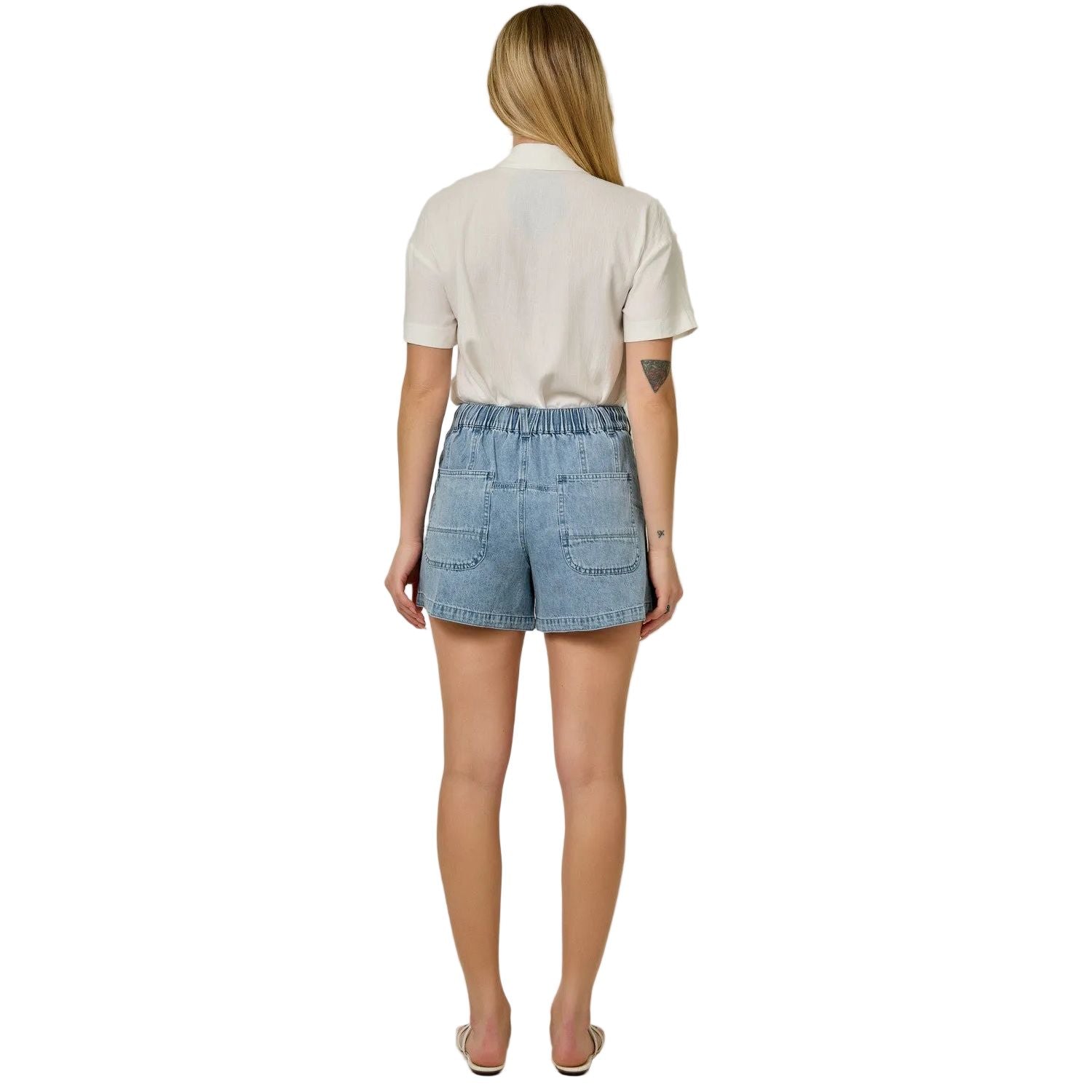 Women's Denim Washed Pull-on Shorts 61487