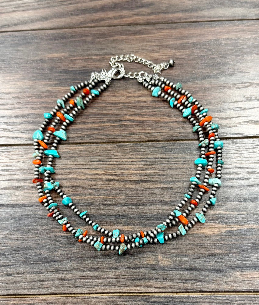 Women's Isac 16" Western Turquoise/Oyster Strand Necklace 739787