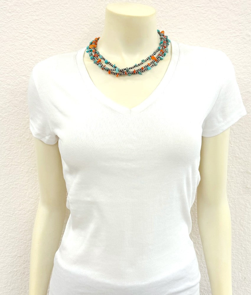 Women's Isac 16" Western Turquoise/Oyster Strand Necklace 739787