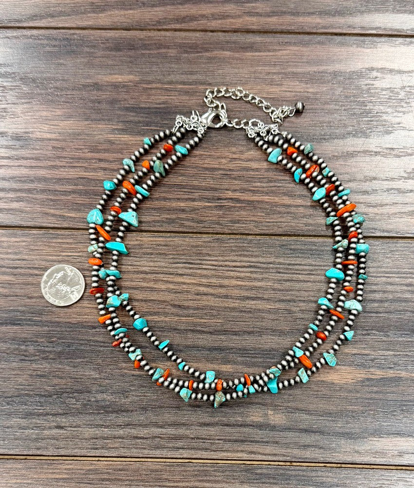 Women's Isac 16" Western Turquoise/Oyster Strand Necklace 739787
