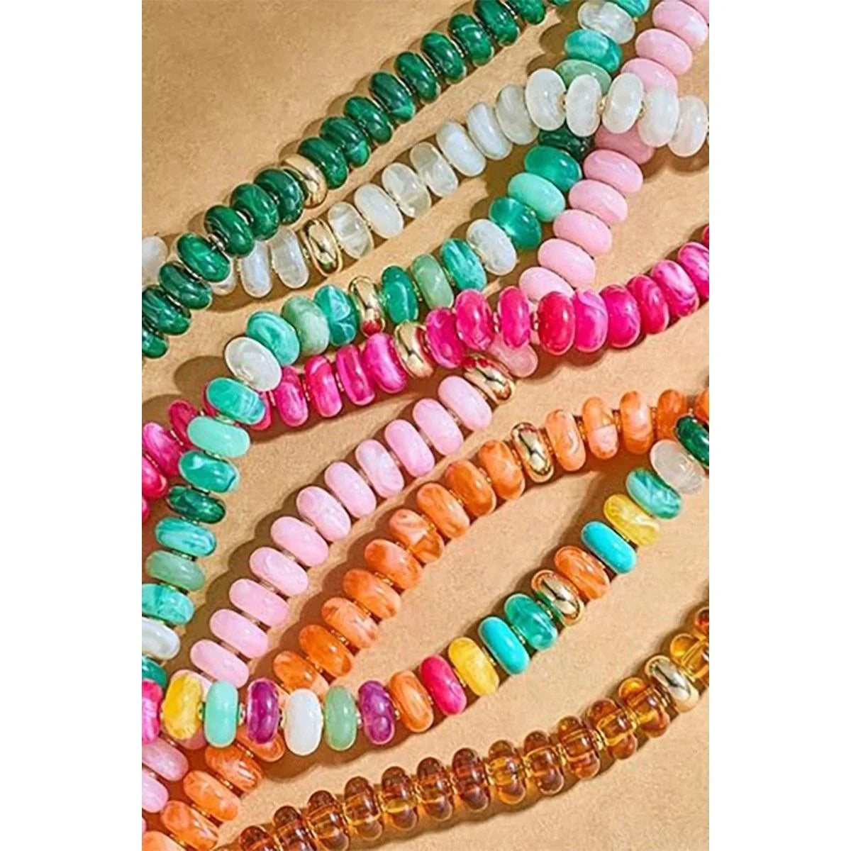 Women's Fuchsia Resin Beaded Stackable Chain Necklace W162730