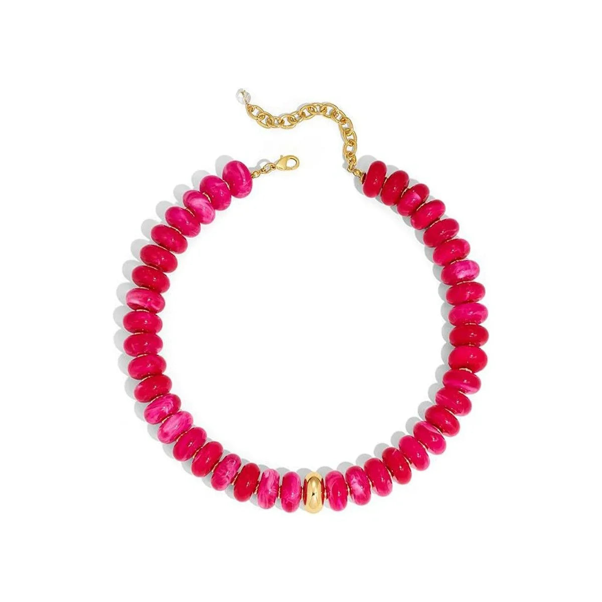Women's Fuchsia Resin Beaded Stackable Chain Necklace W162730