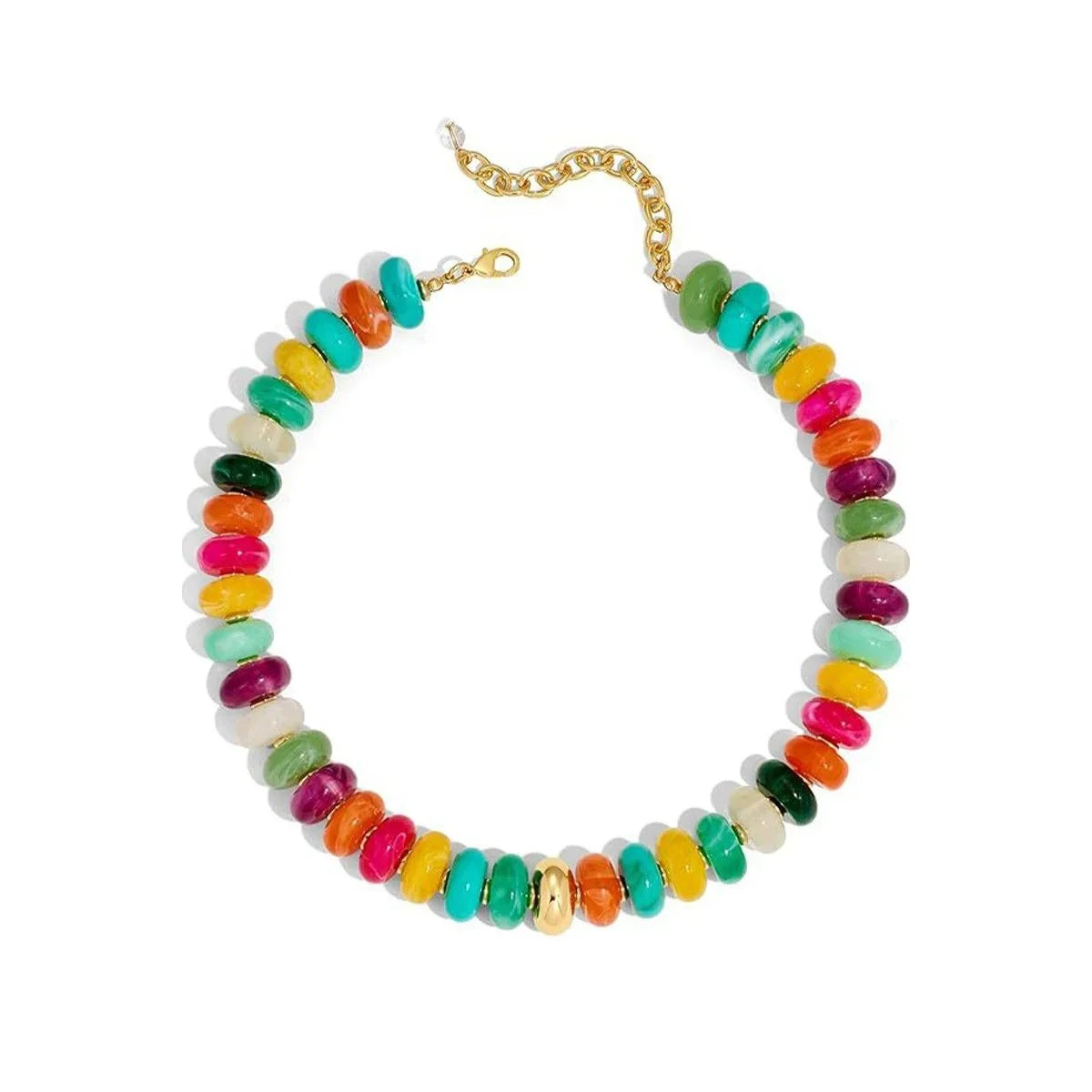 Women's Multi Color Resin Beaded Stackable Chain Necklace W162730