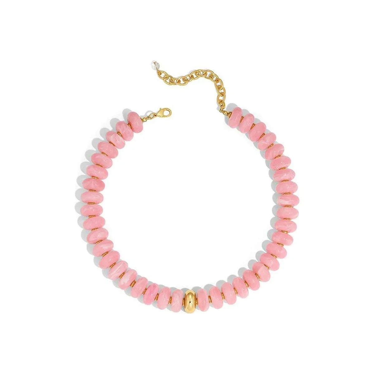 Women's Pink Resin Beaded Stackable Chain Necklace W162730