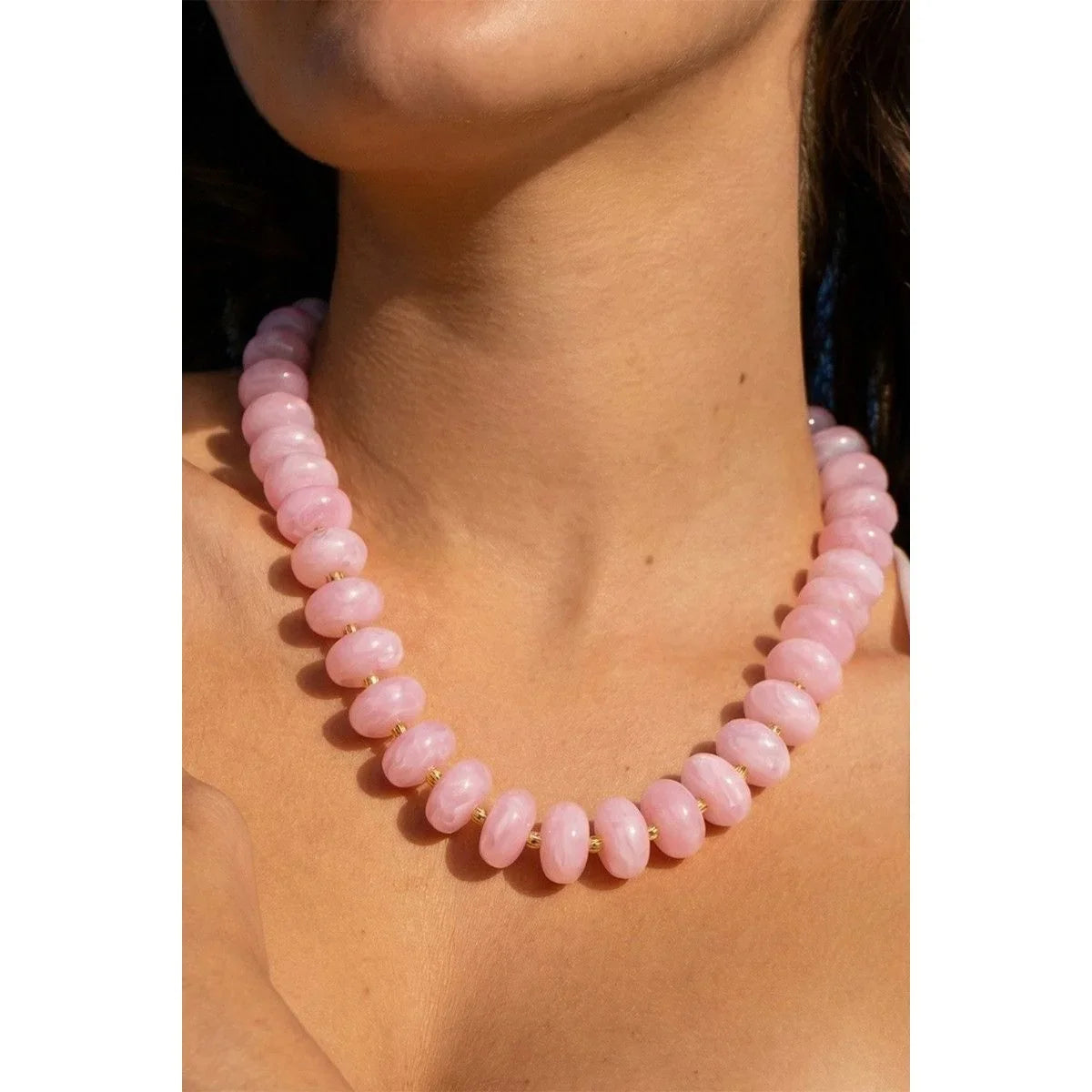 Women's Light Pink Colorful Beaded Layering Necklace