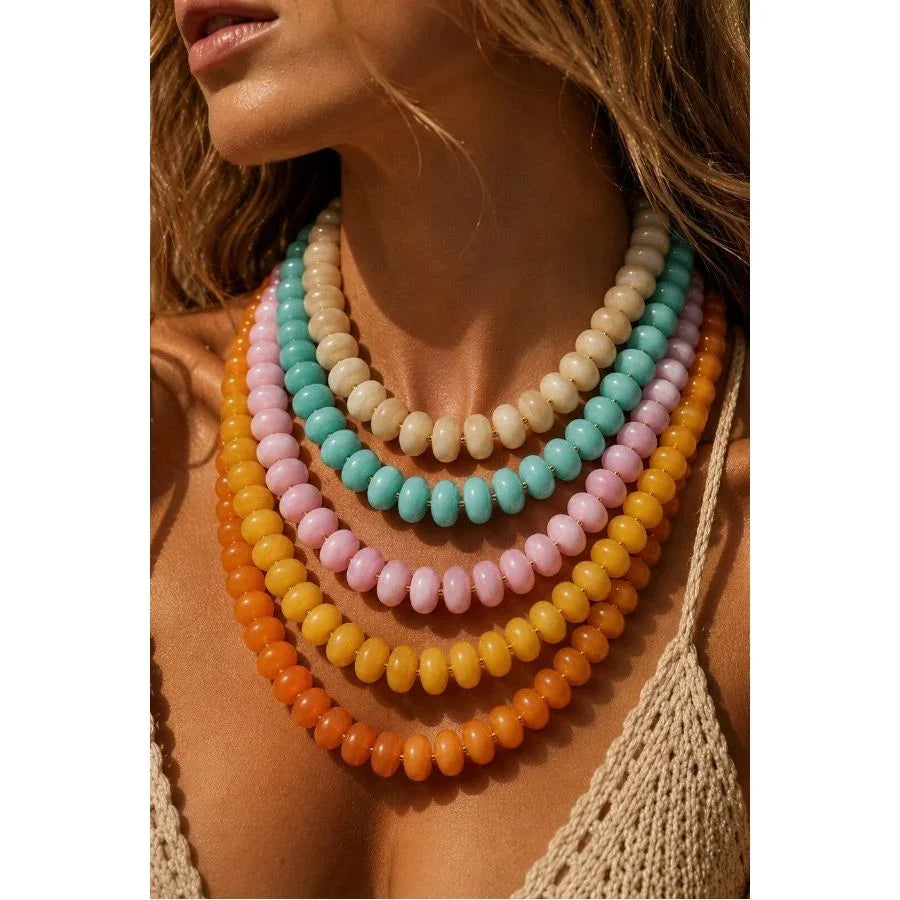 Women's Beige Beaded Layering Necklace