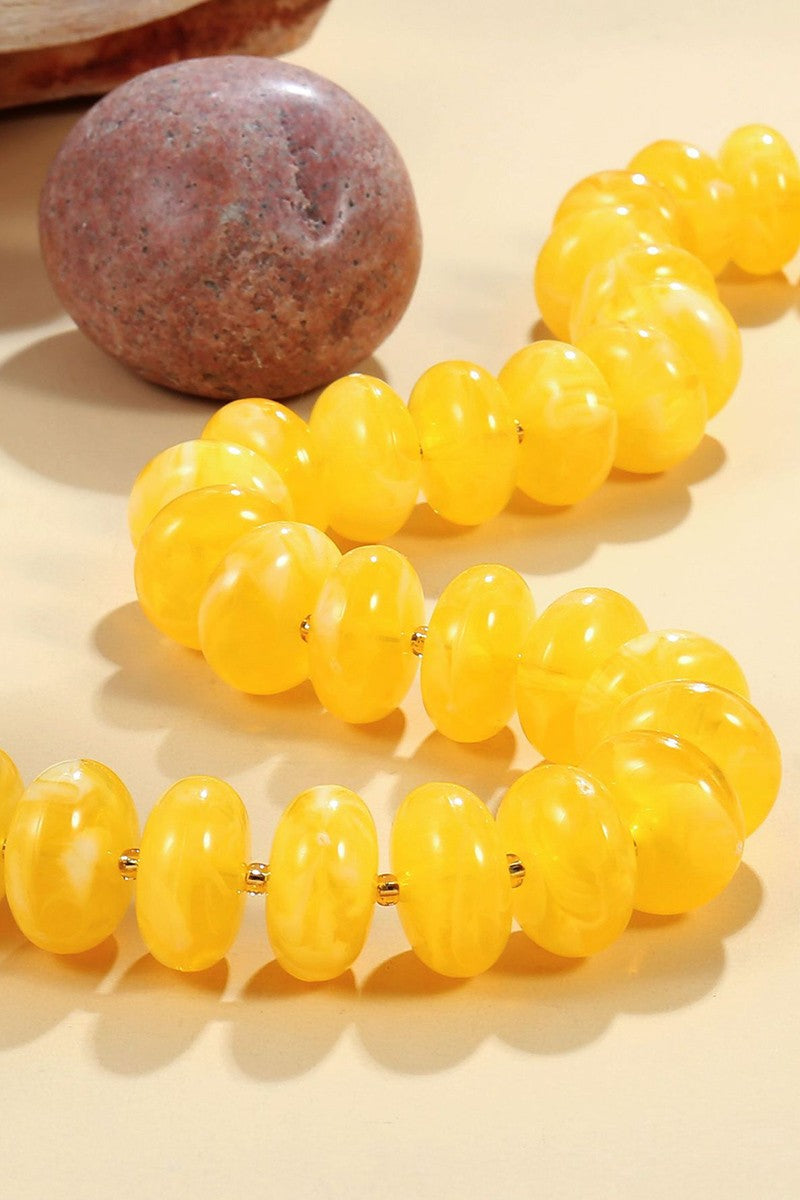 Women's Yellow Colorful Beaded Layering Necklace