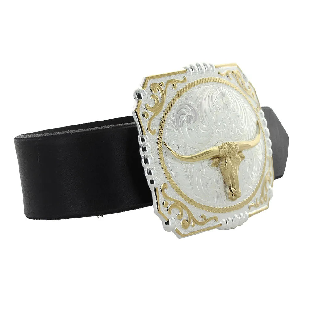 Men's Montana Silversmiths Two-Tone Cowboy Cameo Buckle With Longhorn 25815-767